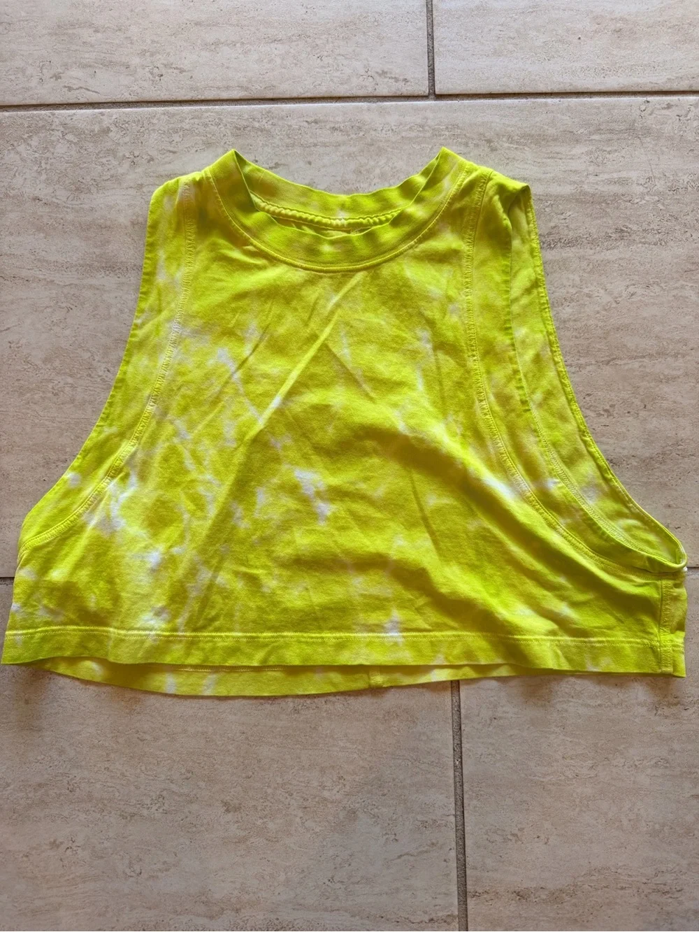 lululemon athletica Neon Yellow Tie-Dye Cropped Muscle Tank
